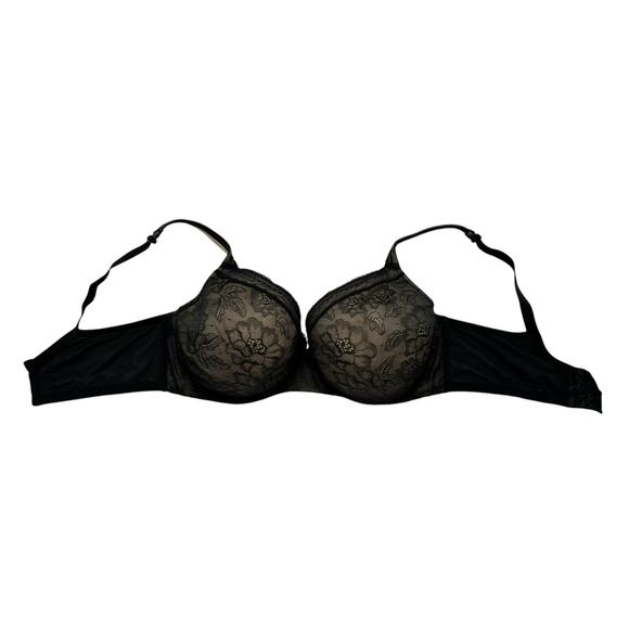 CACIQUE Lightly Lined Balconette Bra with Black Lace Size 42F Underwire Hook Eye - Picture 3 of 7
